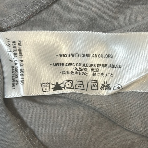 PATAGONIA Bay Laurel Faux Wrap Geometric Knot Back Stretch Dress Women Size L - Picture 9 of 13